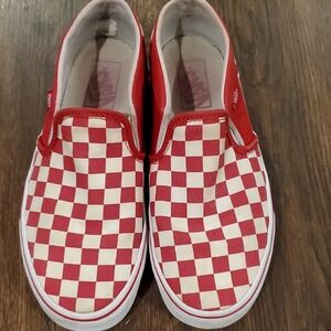 Vans Womens Red and White Checkered Sneakers Sz 8
